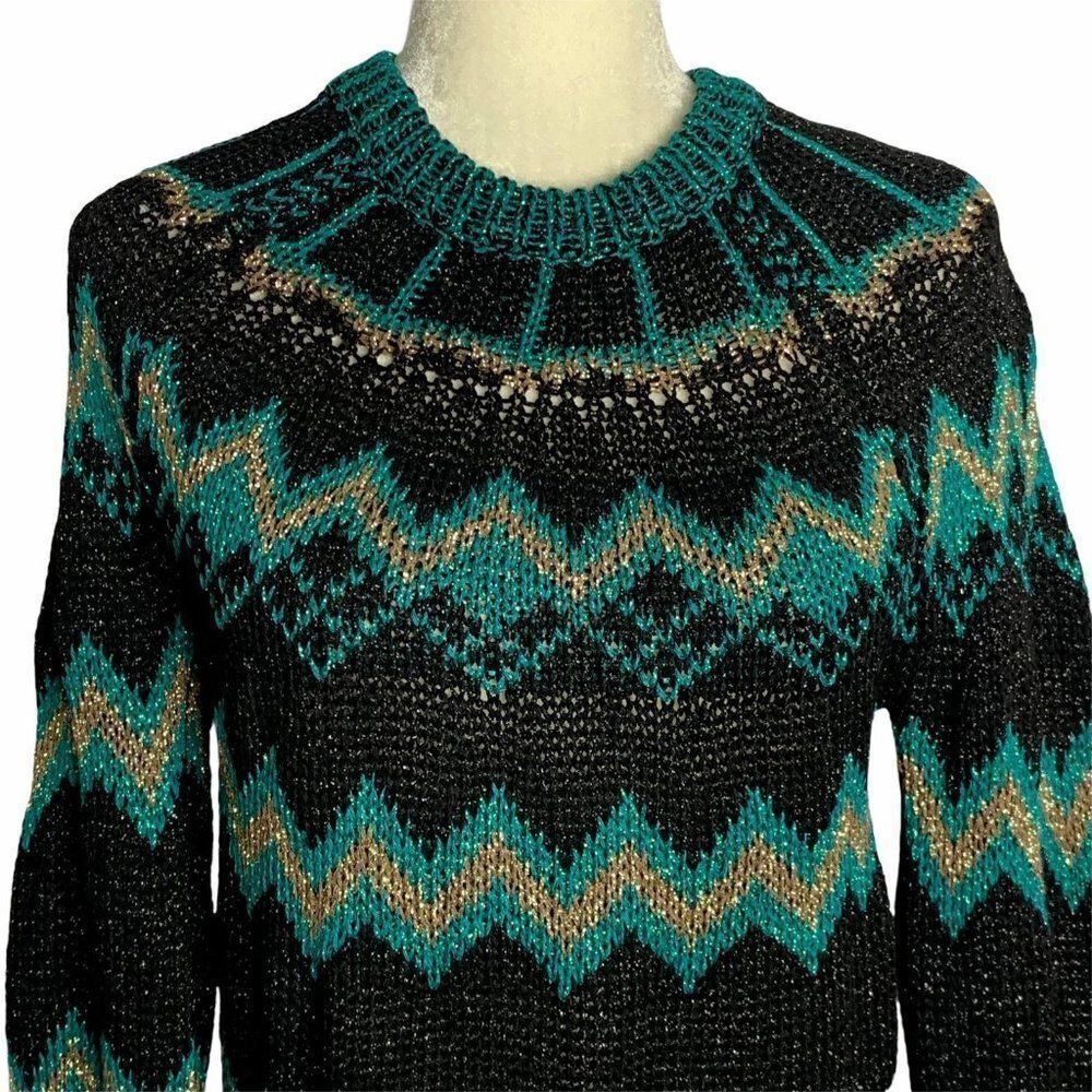 Nude Brand Metallic Loose Knit Pullover Sweater S